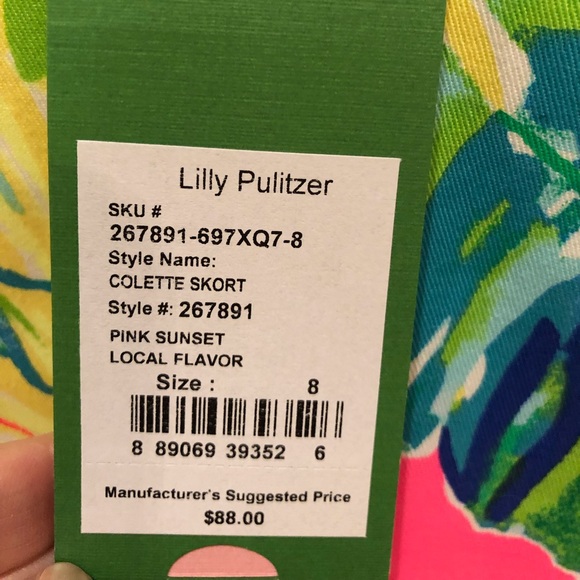 Lilly Pulitzer Colette Skort Pink Sunset Local Flavor Print Size 8 - Picture 5 of 5